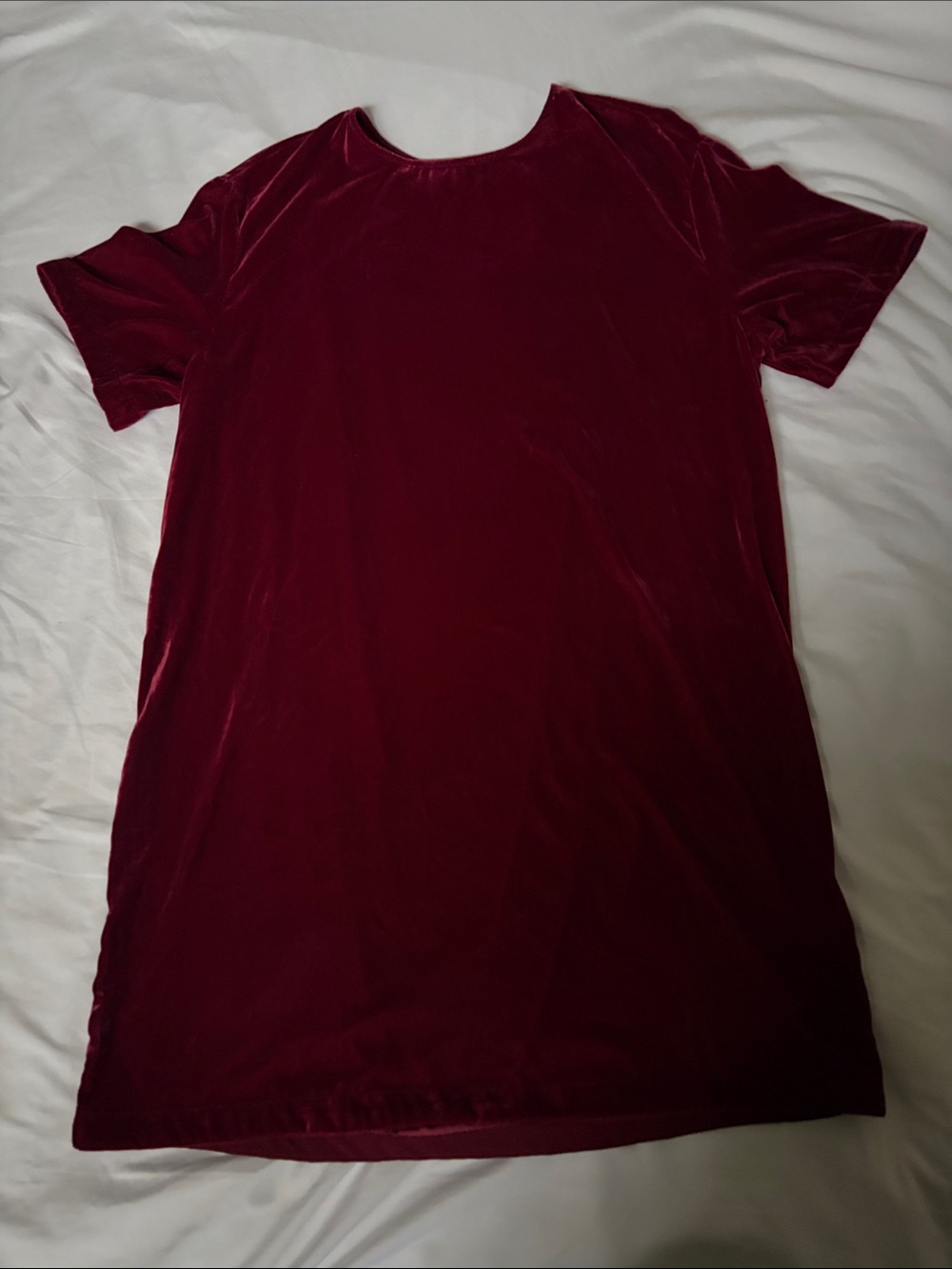 GAP Short-Sleeve Velvet dress in Deep Wine